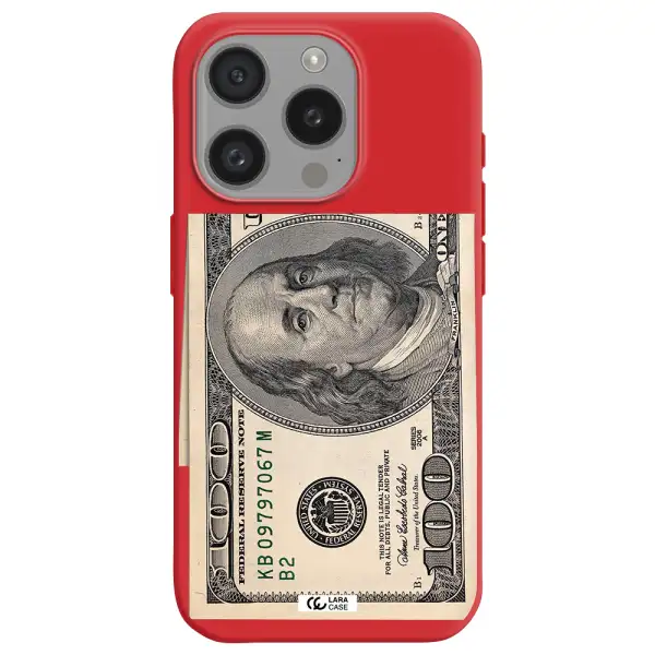 A Close-Up Of A Money Bill Apple Iphone 15 Pro Silicone Imperial Red Case