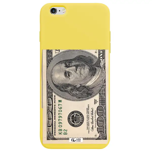 a close-up of a money bill Apple iPhone 6 plus Silicone canary yellow Case