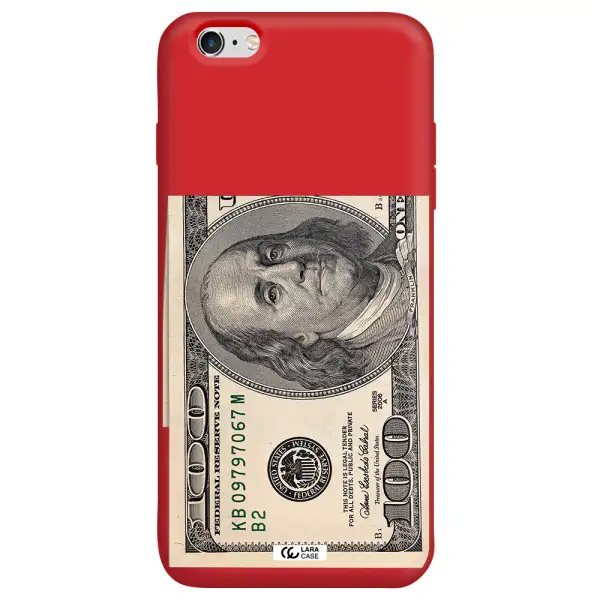 a close-up of a money bill Apple iPhone 6S Silicone Imperial Red Case