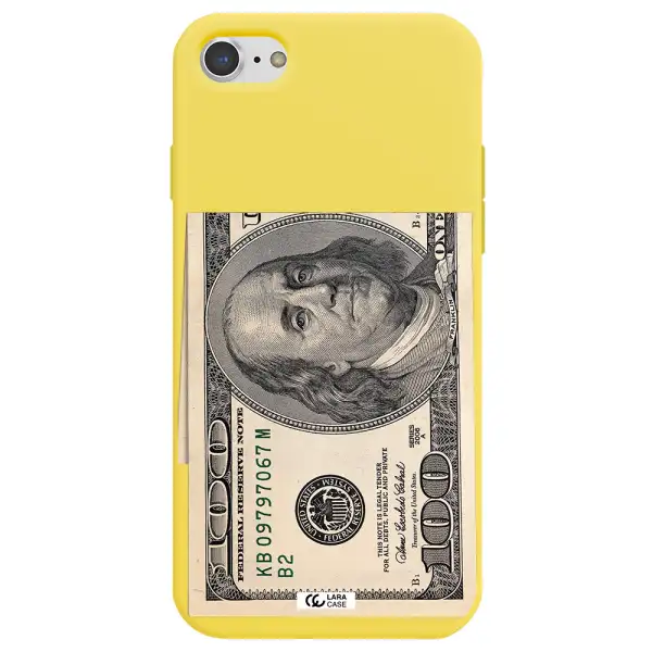 a close-up of a money bill Apple iPhone 7 Silicone canary yellow Case