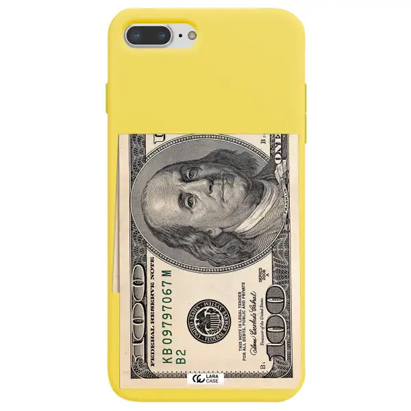 a close-up of a money bill Apple iPhone 8 plus Silicone canary yellow Case