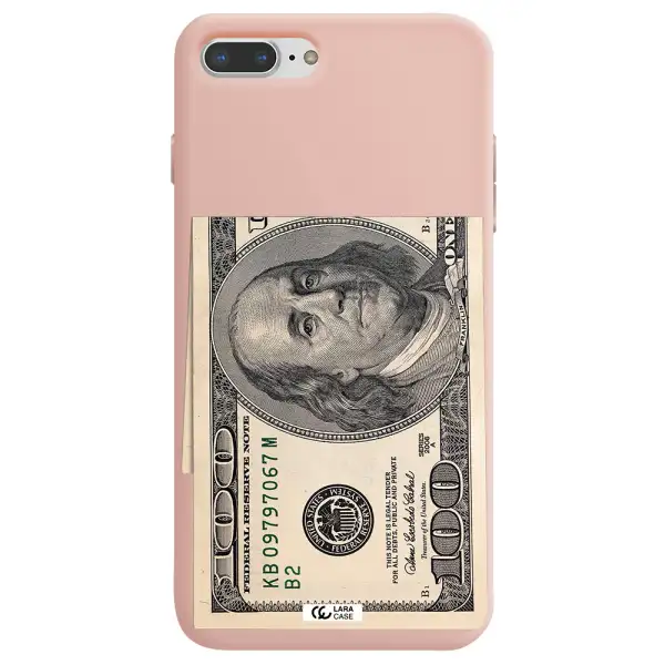 a close-up of a money bill Apple iPhone 8 plus Silicone pastel pink Case