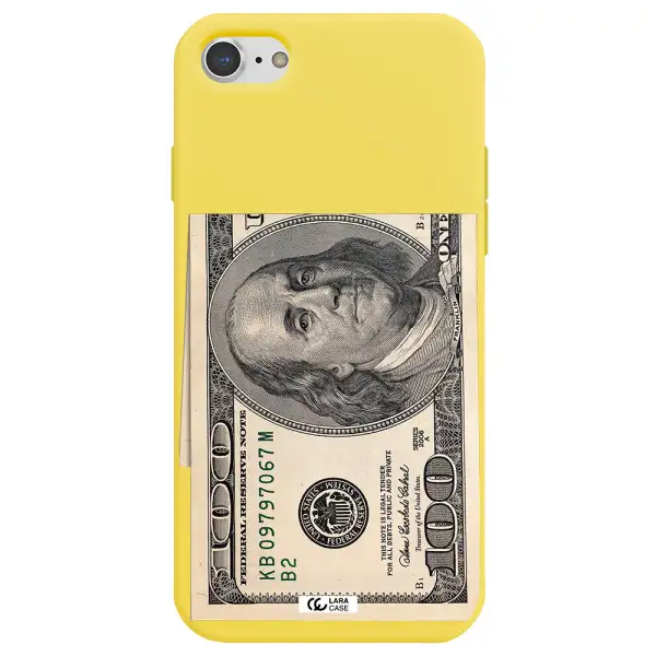 a close-up of a money bill Apple iPhone 8 Silicone canary yellow Case
