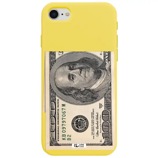 a close-up of a money bill Apple iPhone se 2020 Silicone canary yellow Case