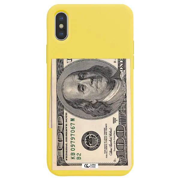 a close-up of a money bill Apple iPhone X Silicone canary yellow Case
