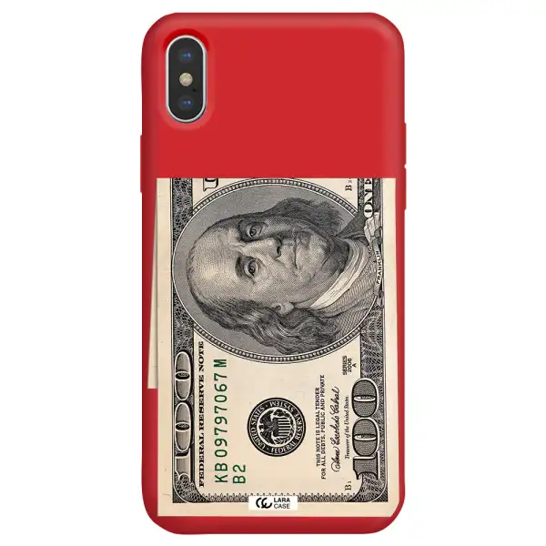 a close-up of a money bill Apple iPhone X Silicone Imperial Red Case