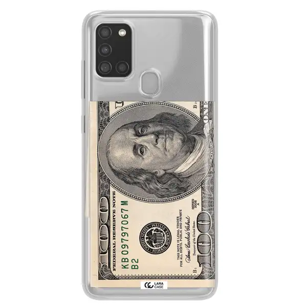 A Close-Up Of A Money Bill Samsung A21S Clear Tpu Case