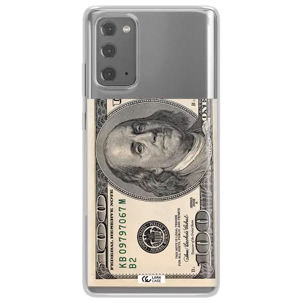 A Close-Up Of A Money Bill Samsung Note 20 Clear Tpu Case