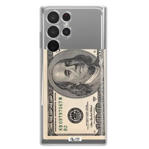 A Close-Up Of A Money Bill Samsung S 22 Ultra Clear Tpu Case