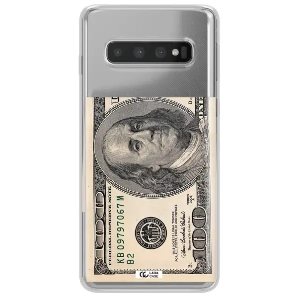 A Close-Up Of A Money Bill Samsung S10 Clear Tpu Case