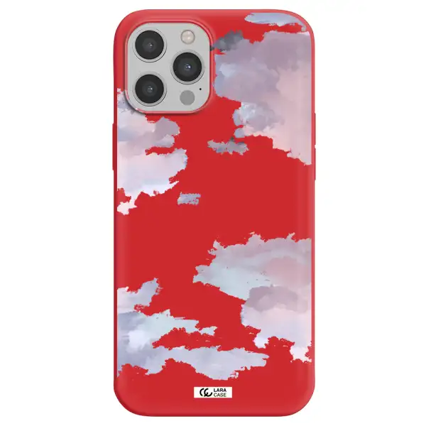 a close-up of a cloud Apple iPhone 12 pro max Silicone Imperial Red Case