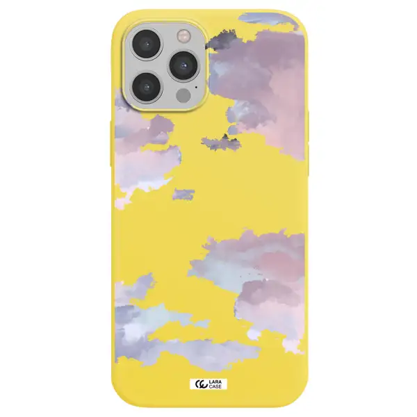 a close-up of a cloud Apple iPhone 12 pro Silicone canary yellow Case