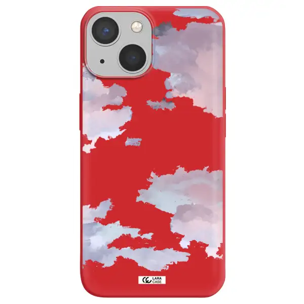 a close-up of a cloud Apple iPhone 13 mini Silicone Imperial Red Case