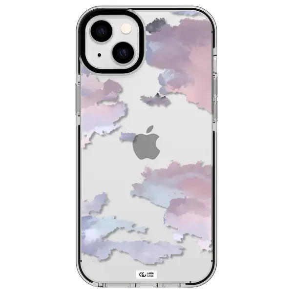 a close-up of a cloud Apple iPhone 14 plus impact black border Case