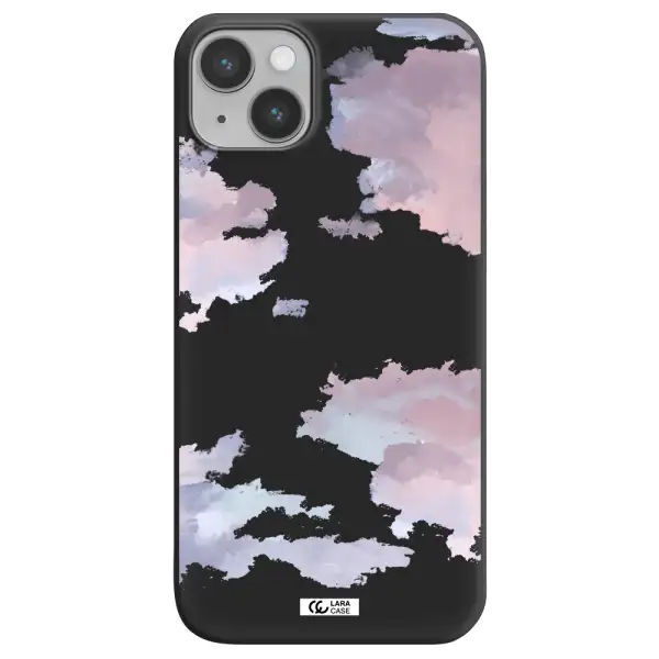 a close-up of a cloud Apple iPhone 14 plus Silicone black Case