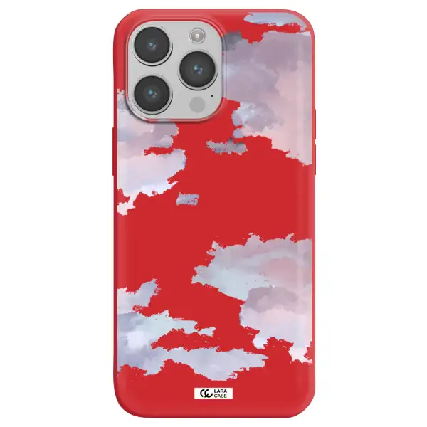 a close-up of a cloud Apple iPhone 14 pro max Silicone Imperial Red Case