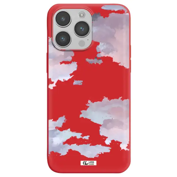 a close-up of a cloud Apple iPhone 14 pro Silicone Imperial Red Case