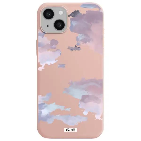 a close-up of a cloud Apple iphone 15 plus Silicone pastel pink Case