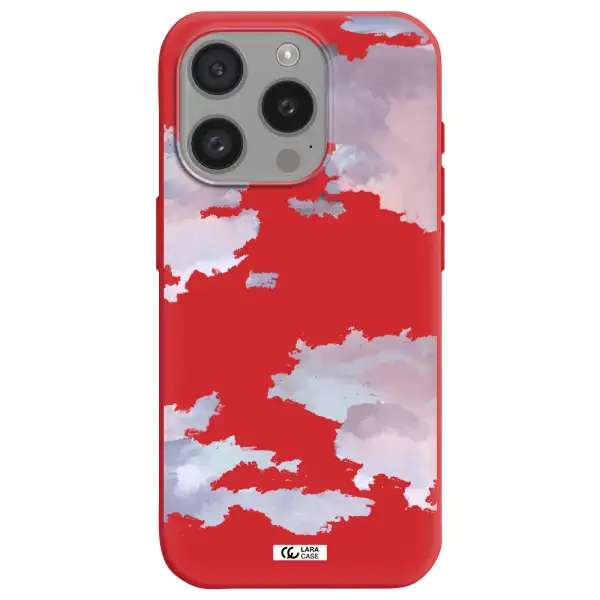 A Close-Up Of A Cloud Apple Iphone 15 Pro Silicone Imperial Red Case