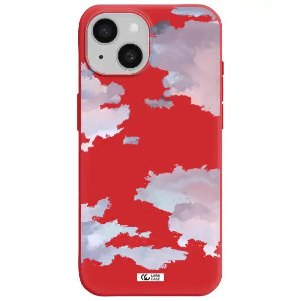 A Close-Up Of A Cloud Apple Iphone 15 Silicone Imperial Red Case
