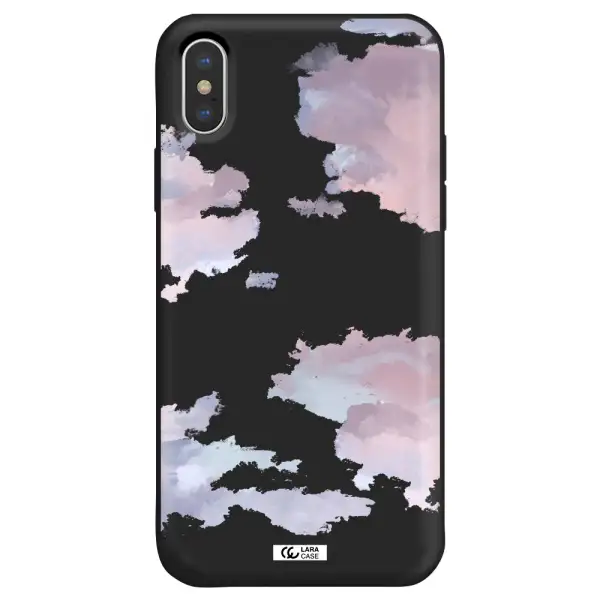 a close-up of a cloud Apple iPhone X Silicone black Case