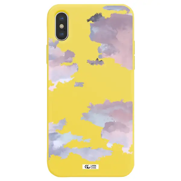 a close-up of a cloud Apple iPhone X Silicone canary yellow Case