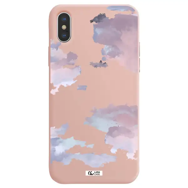 a close-up of a cloud Apple iPhone XS Silicone pastel pink Case