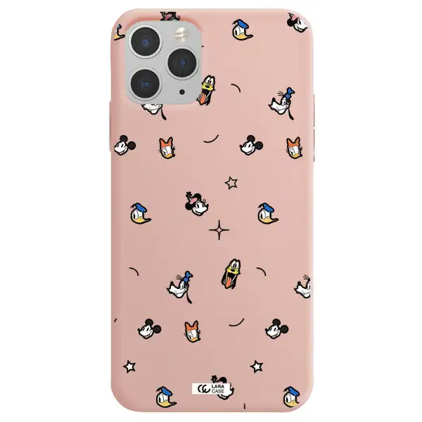 disney face pattern Apple iPhone 11 pro max Silicone pastel pink Case