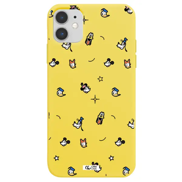 disney face pattern Apple iPhone 11 Silicone canary yellow Case