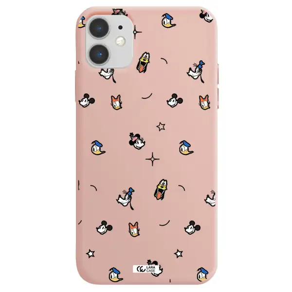 disney face pattern Apple iPhone 11 Silicone pastel pink Case