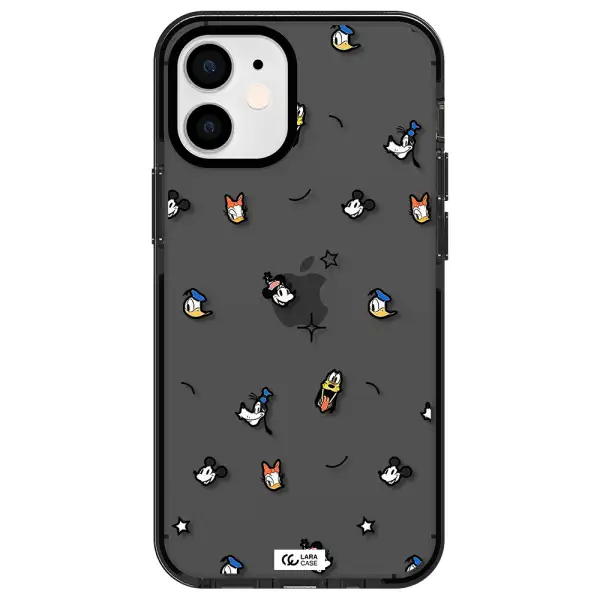 disney face pattern Apple iPhone 12 mini impact Smoke Black Case
