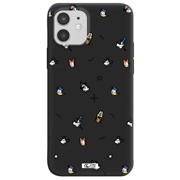 disney face pattern Apple iPhone 12 mini Silicone black Case