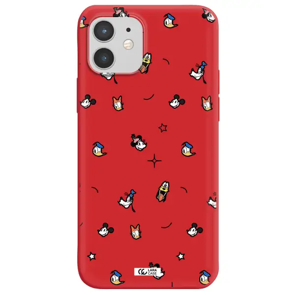 disney face pattern Apple iPhone 12 mini Silicone Imperial Red Case