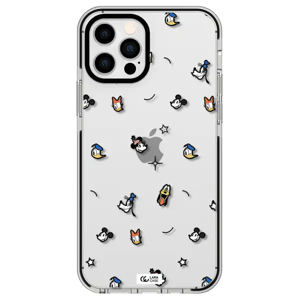disney face pattern Apple iPhone 12 pro impact black border Case
