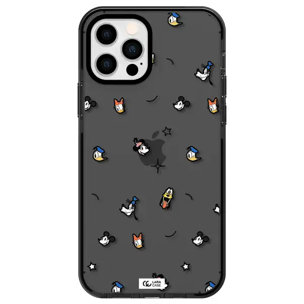 disney face pattern Apple iPhone 12 pro impact Smoke Black Case