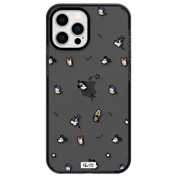 disney face pattern Apple iPhone 12 pro max impact Smoke Black Case