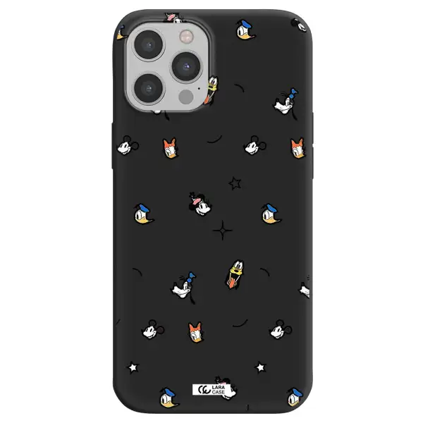 disney face pattern Apple iPhone 12 pro max Silicone black Case