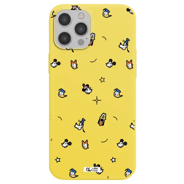 disney face pattern Apple iPhone 12 pro max Silicone canary yellow Case