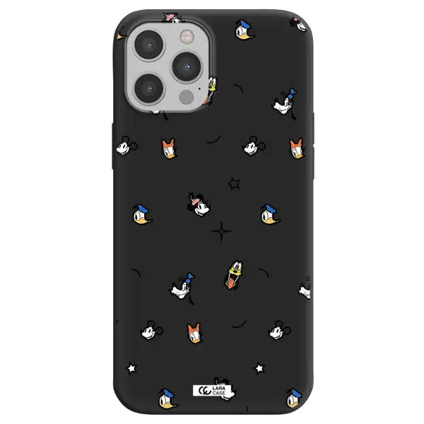disney face pattern Apple iPhone 12 pro Silicone black Case