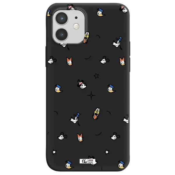 disney face pattern Apple iPhone 12 Silicone black Case