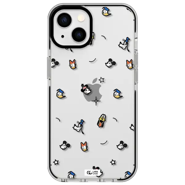 disney face pattern Apple iPhone 13 impact black border Case
