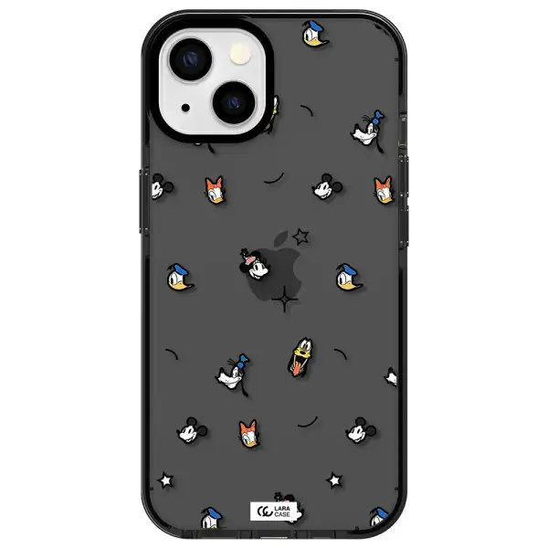 disney face pattern Apple iPhone 13 impact Smoke Black Case