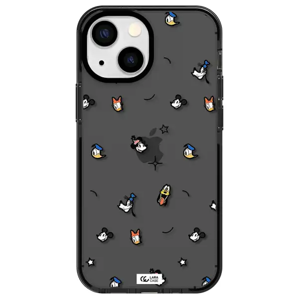 disney face pattern Apple iPhone 13 mini impact Smoke Black Case