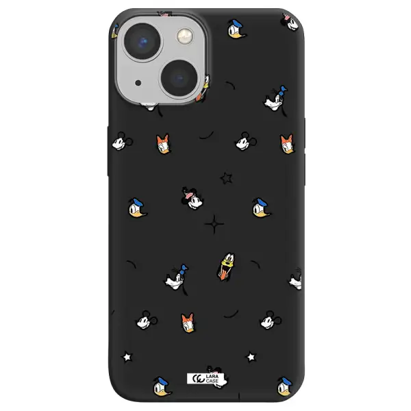 disney face pattern Apple iPhone 13 mini Silicone black Case