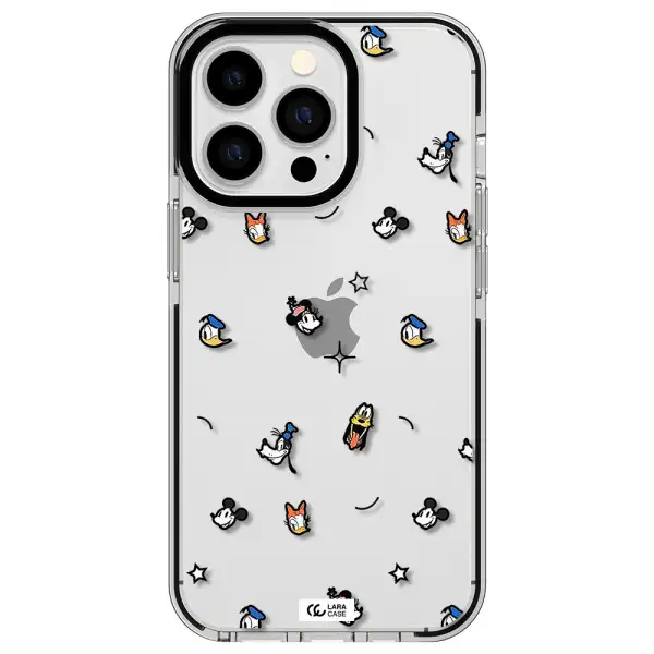 disney face pattern Apple iPhone 13 Pro impact black border Case