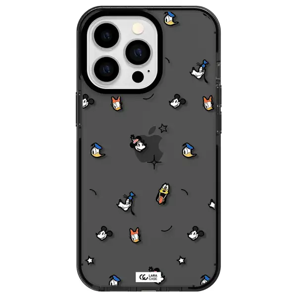 disney face pattern Apple iPhone 13 Pro impact Smoke Black Case