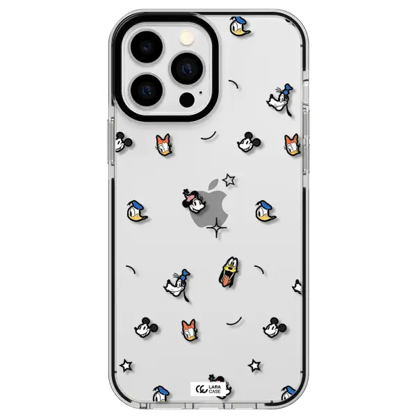 disney face pattern Apple iPhone 13 Pro Max impact black border Case