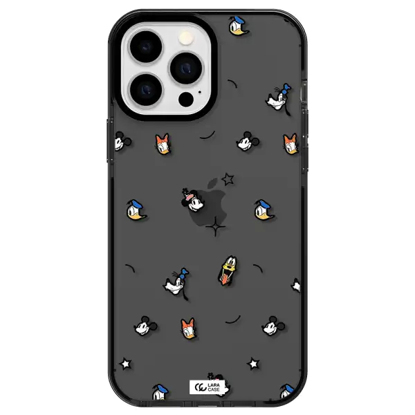 disney face pattern Apple iPhone 13 Pro Max impact Smoke Black Case