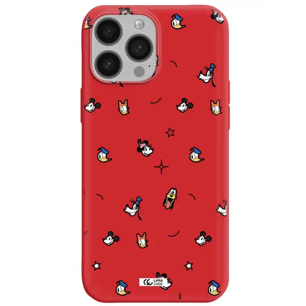disney face pattern Apple iPhone 13 Pro Max Silicone Imperial Red Case