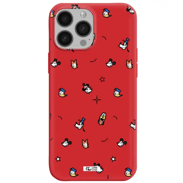 disney face pattern Apple iPhone 13 Pro Silicone Imperial Red Case